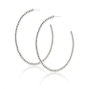NEW SAHIRA women's chelsea beaded hoop earrings in white gold